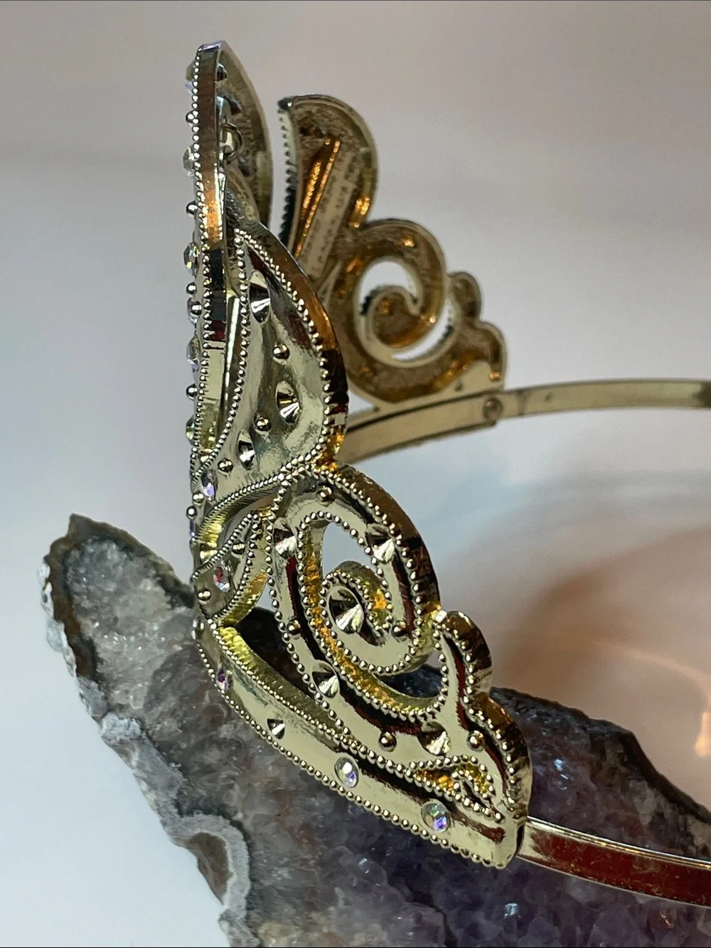Disney Frozen Anna Gold Tone Tiara Crown Rhinestone Tear Drop for Dress Up - Picture 3 of 10